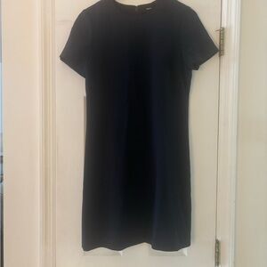 Theory Black Sheath Mini Dress Crew Neck Short Sleeve